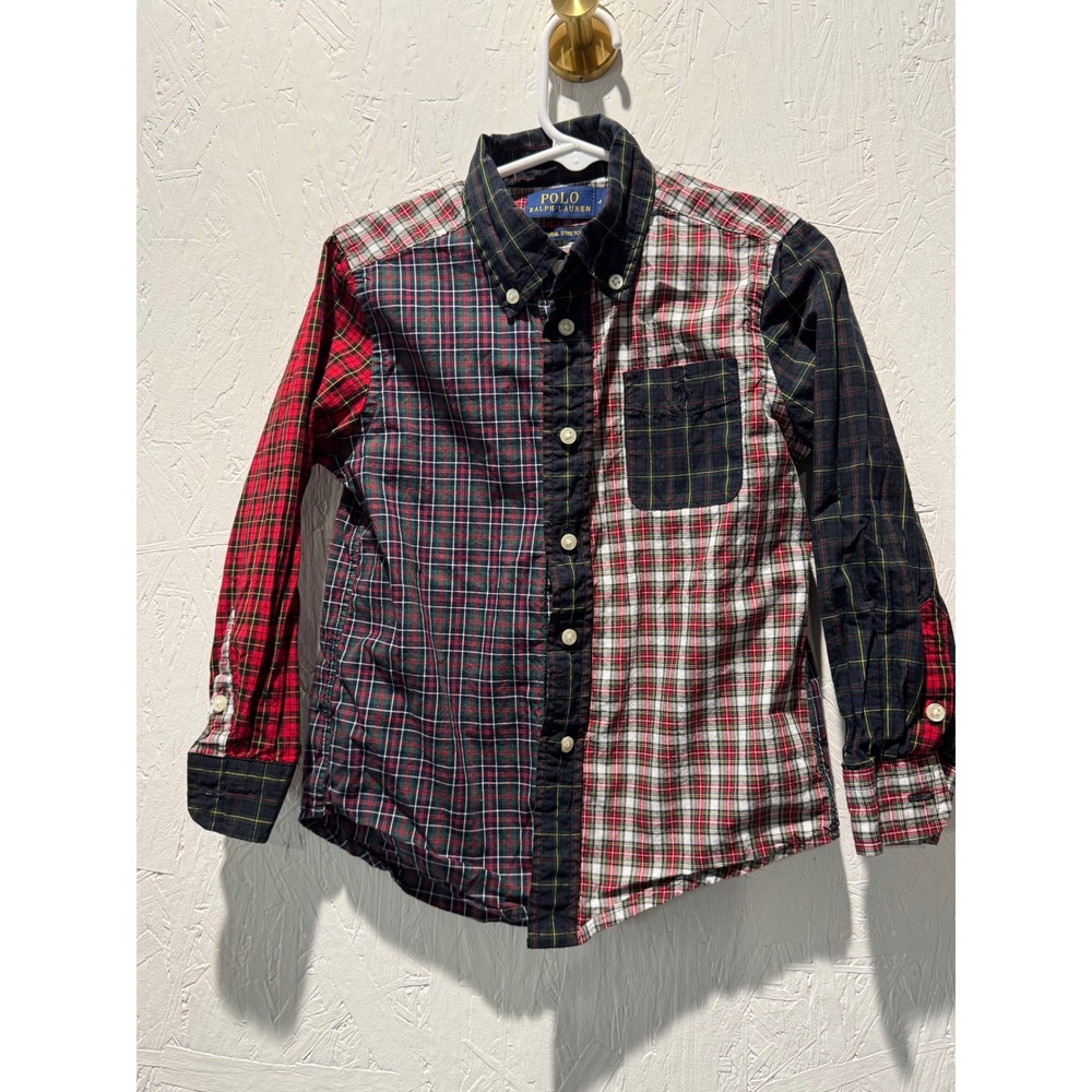 Polo Ralph Lauren Kids Patchwork Plaid Button Down Shirt Multi Color Size 6